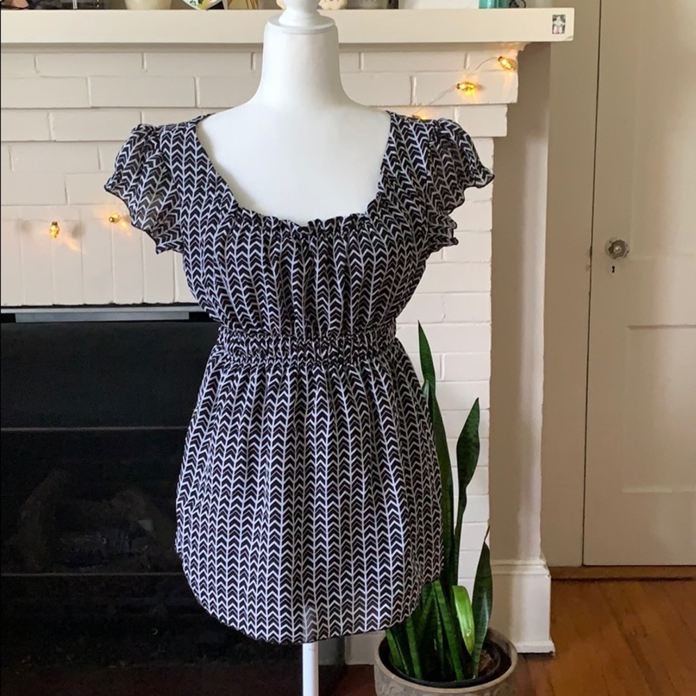 Black and White Chevron Blouse Cato Small